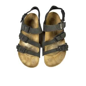 Birkenstock Birkis‎ sandals black 240 Three Strap Size 6 Women’s Mens 4